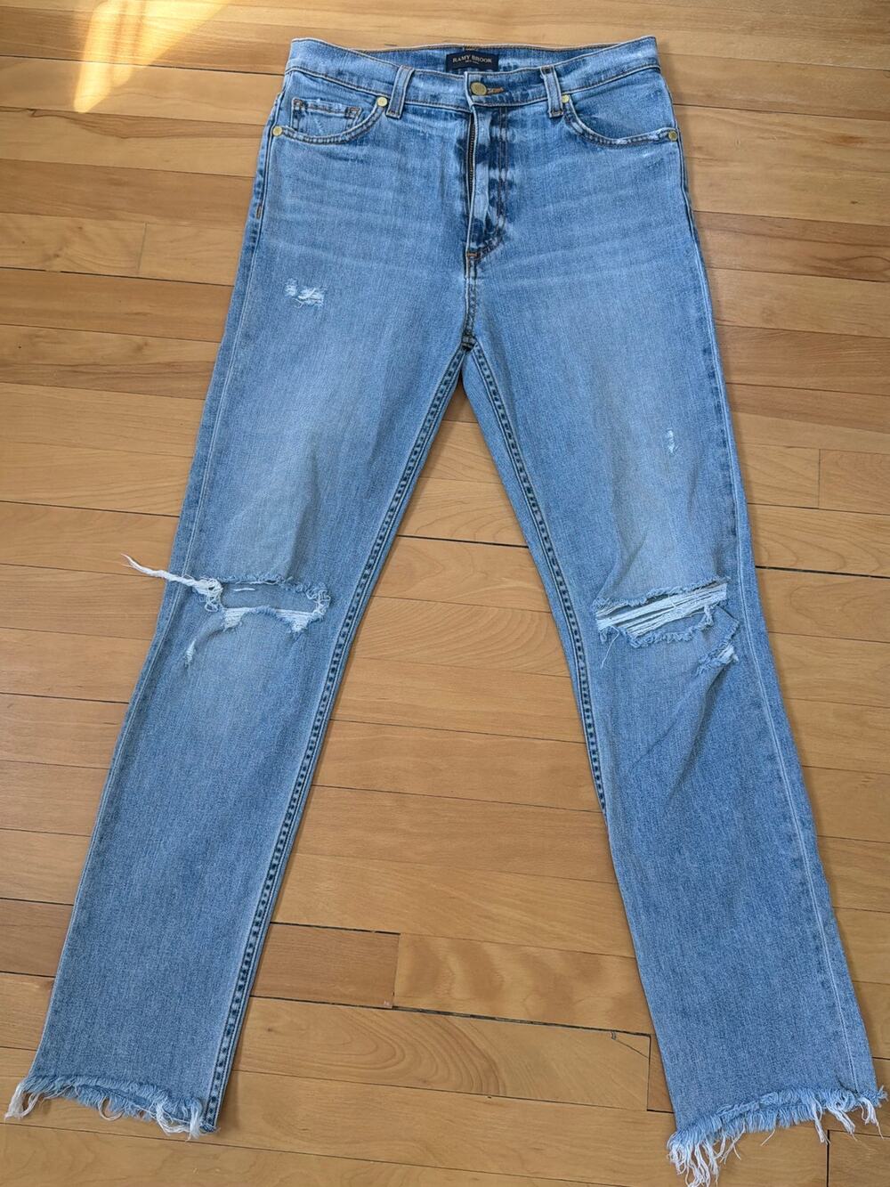 Ramy Brook Distressed Jeans Size 27 High Rise Slim Shark Bite Made in USA EUC